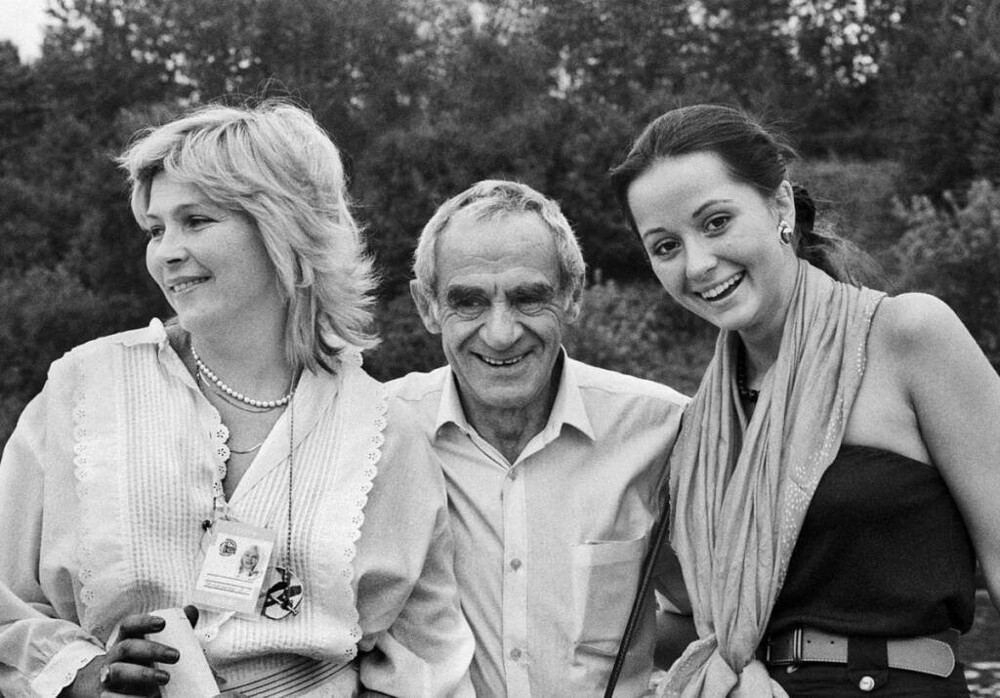 Елена Драпеко, Зиновий Гердт и Ольга Кабо на московском кинофестивале, 1989 год