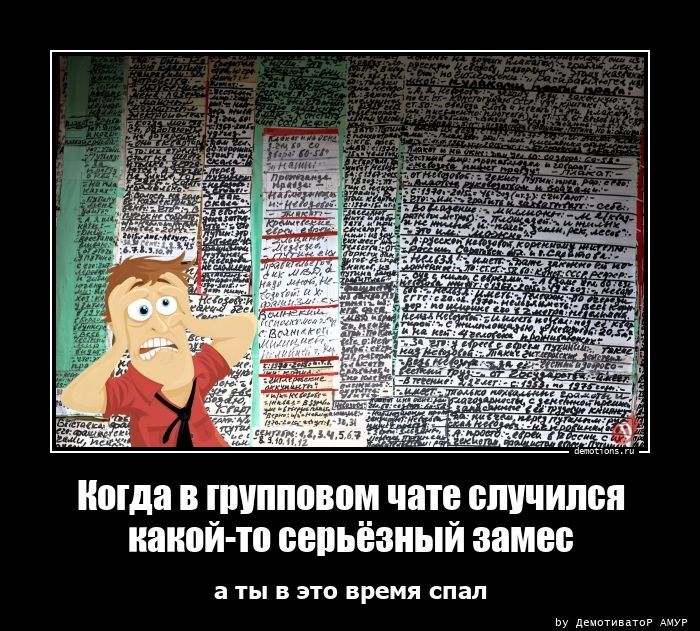 Когда в групповом чате случился какой-то серьезный замес, а ты в это время спал: