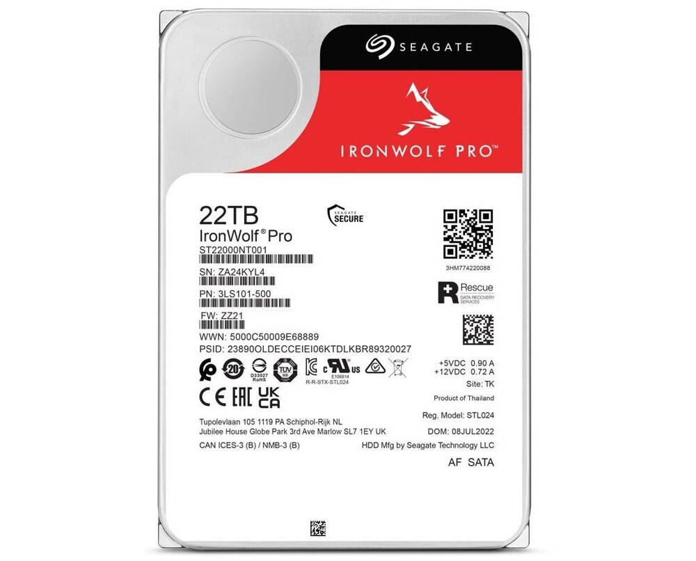 Всего $18 за 1 Тбайт: Seagate выпустила жёсткий диск IronWolf Pro объёмом 22 Тбайт