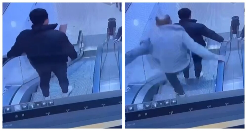 Незнакомец столкнул с эскалатора посетителя торгового центра