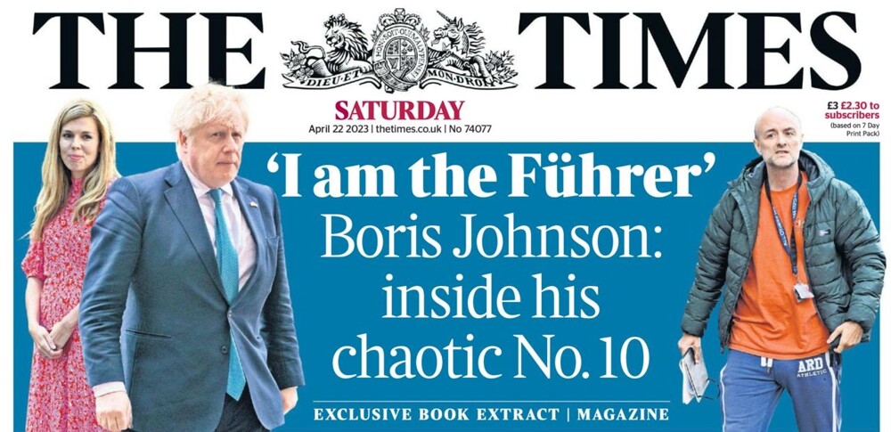 «Я - фюрер!» - так говорил Борис Джонсон своим подчиненным, судя по книге, которая на днях выходит в Британии. Сегодня The Times приводит выдержки из этой книги. Учитывая «фюрерские» наклонности Бориски, ничего удивительного, что его закадычным друго