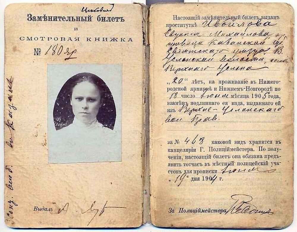 3. Регистрационный билет нижегородской проститутки, 1904 год