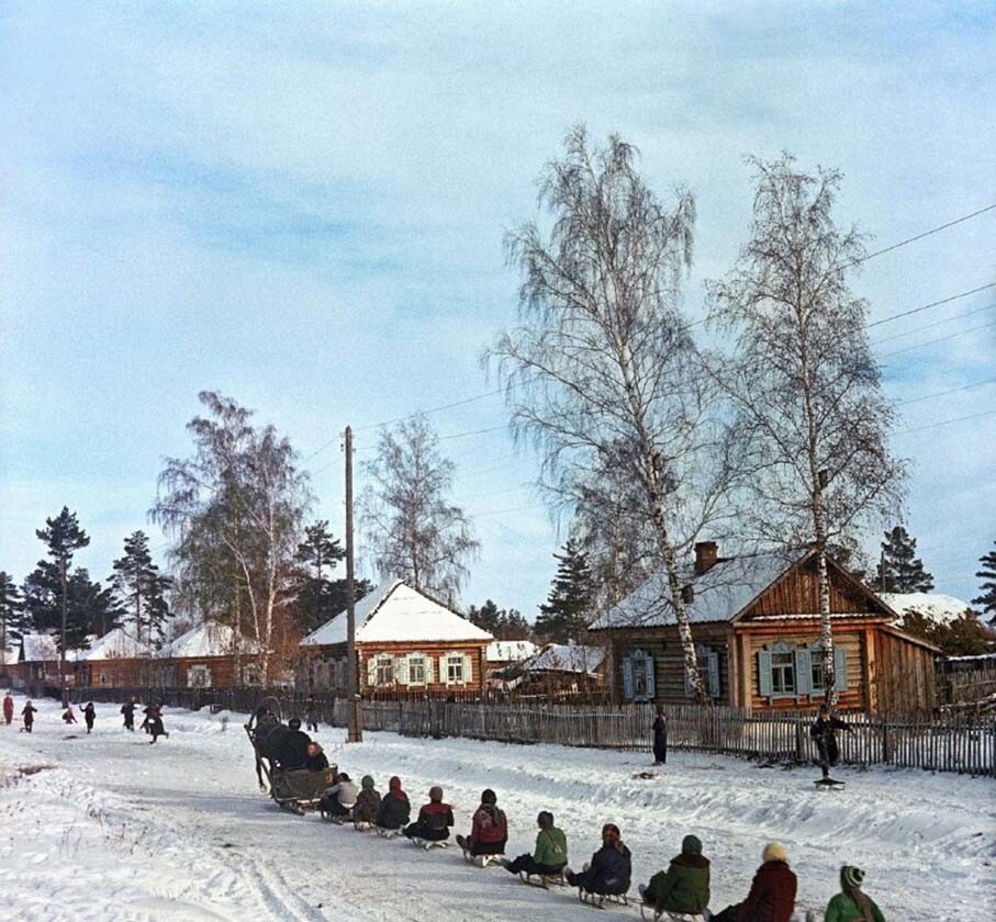 Паровозик в селе совхоза «Гутовский», 1962 год