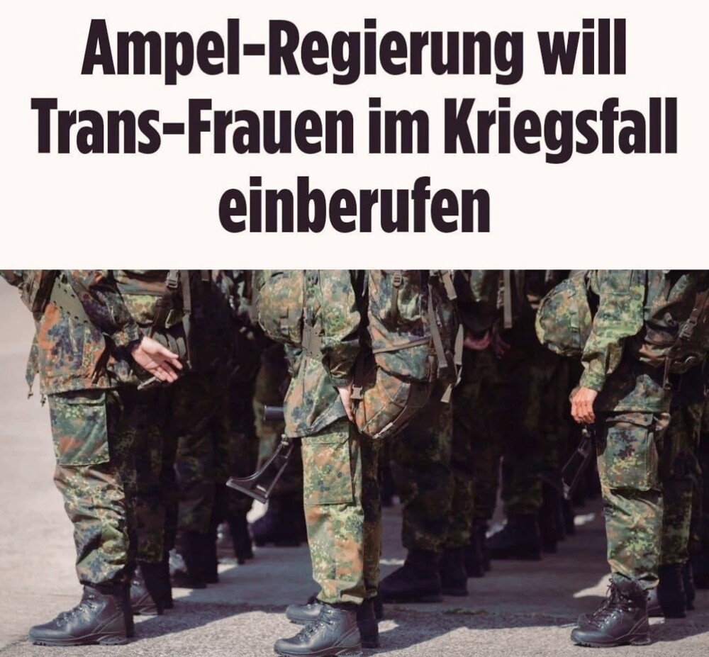 Власти Германии, в случае войны, собираются призывать в армию мужчин, сменивших пол. То есть - трансов таки призовут ...Нет ли здесь нарушения прав извращенцев ? 