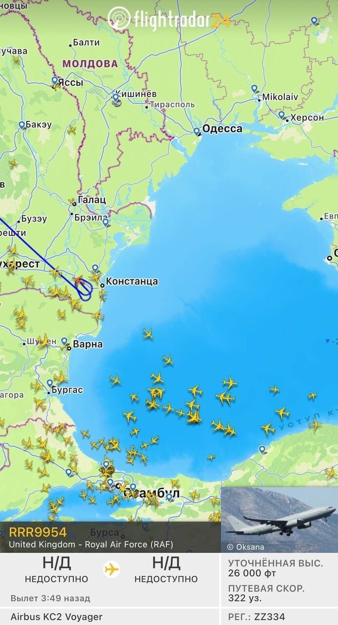 Готовят хохлов в контрнаступ. Над Черным морем в районе Констанцы фиксируется гиперактивность разведывательной авиации НАТО