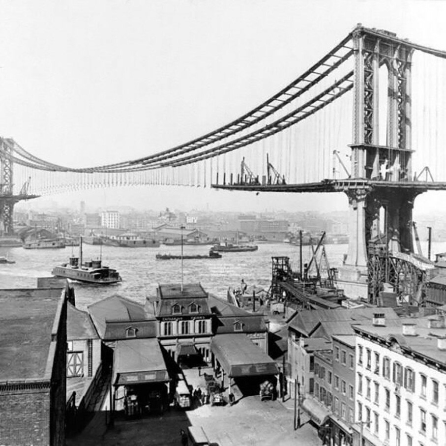  Строительство Манхэттенского моста. Нью–Йорк, США, 1900-е годы