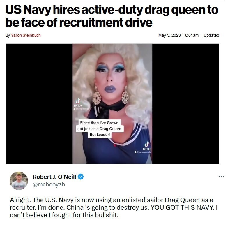 ВМС США привлекли к рекламе службы на флоте моряка-трансвестита