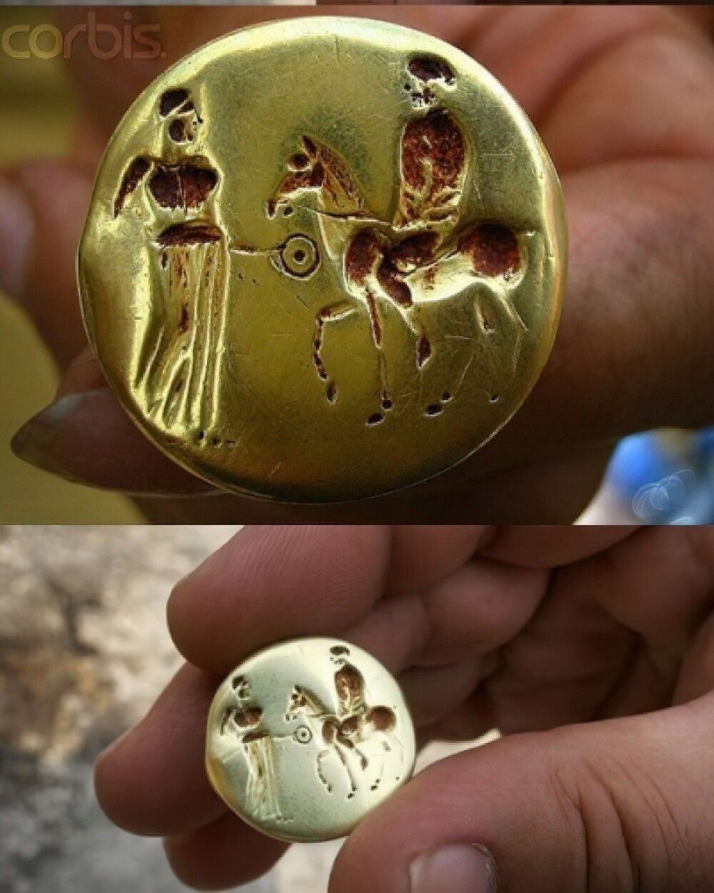 9. Золотое кольцо, датируемое 4 веком до н.э., было обнаружено в гробнице фракийского царя в районе Ямбол в Болгарии
