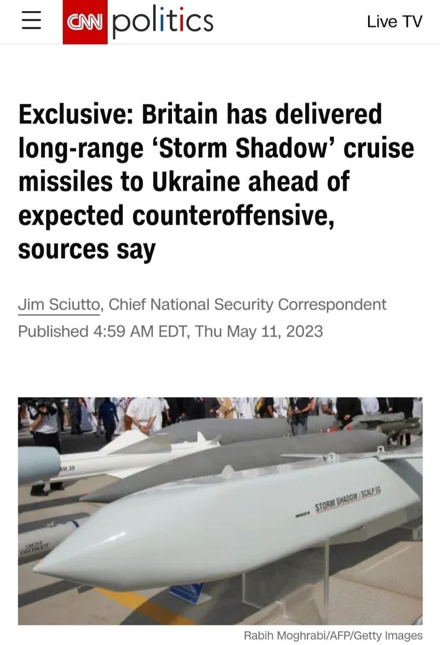 Британия поставила Украине крылатые ракеты большой дальности Storm Shadow перед контрнаступлением CNN