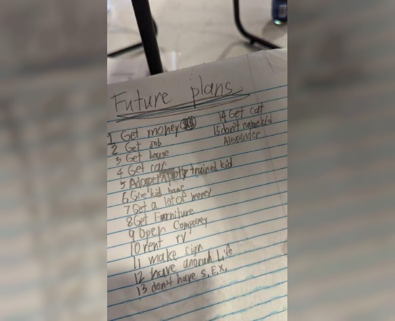 Записка 8-летней девочки с планами на будущее рассмешила пользователей Reddit