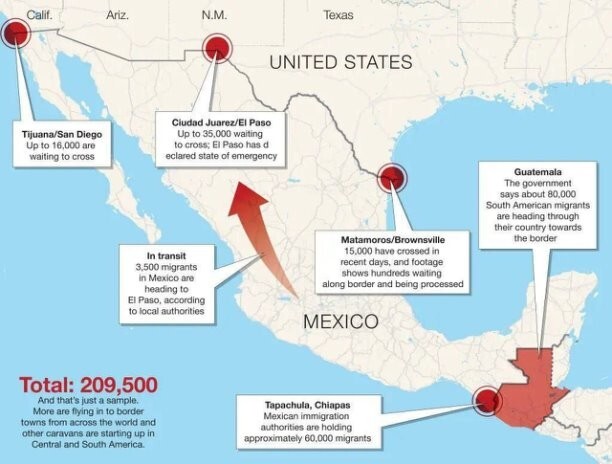 Америку захлестнет новая волна нелегальной иммиграции. 209 500 мигрантов сейчас находится на границе с США и в Гватемале.