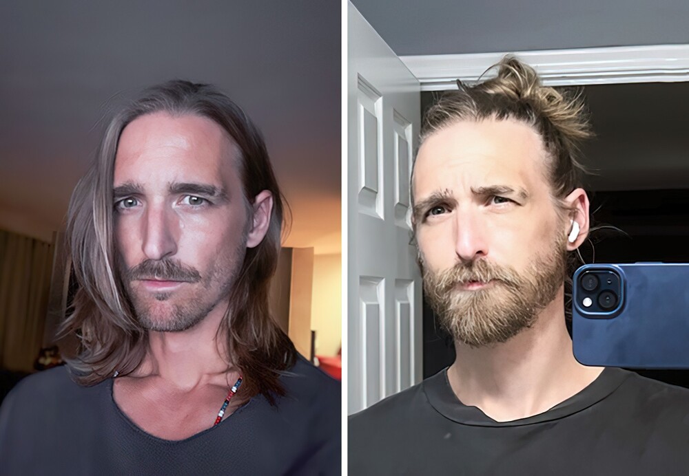 24. «Никогда не думал, что смогу отрастить бороду, но я это сделал. До и после»