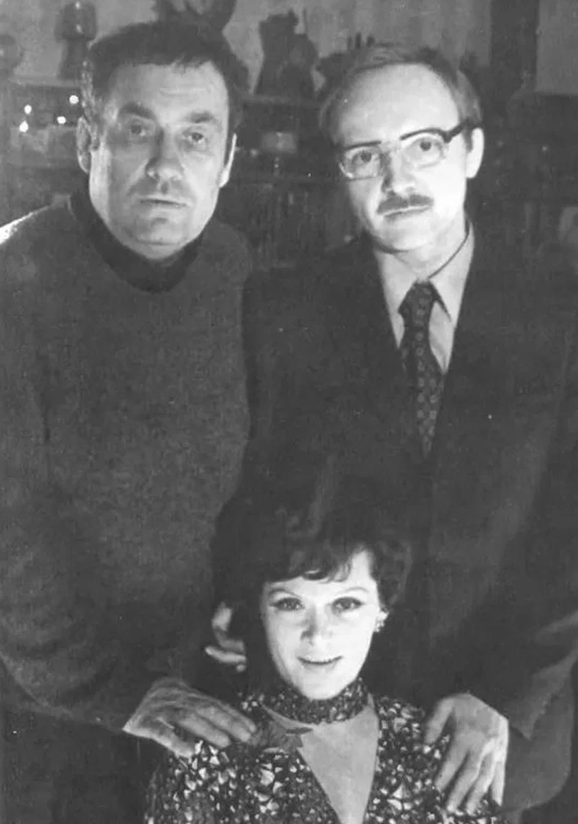 Эльдар Рязанов, Андрей Мягков и Алиса Фрейндлих на съемках фильма «Служебный роман», 1977 год.