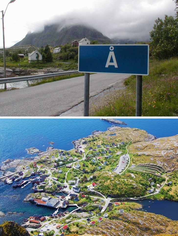 7. В Москенесе, Норвегия, есть деревня с очень коротким названием Å