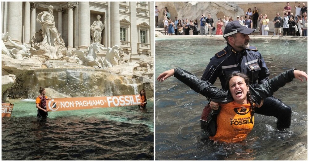 В Риме экоактивисты вылили чёрную краску в знаменитый фонтан Треви
