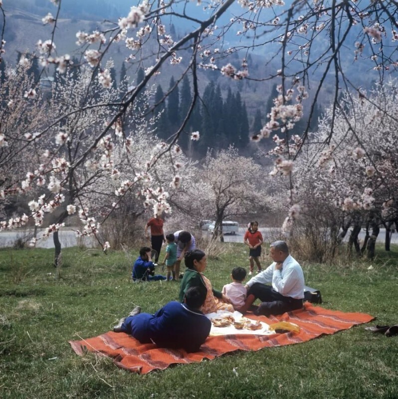 Алматинцы на весеннем пикнике в горах Заилийского Алатау, 1971 год