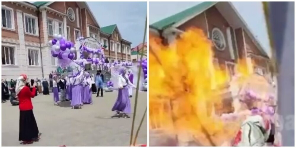 В чеченской школе на "Последнем звонке" взорвались воздушные шары