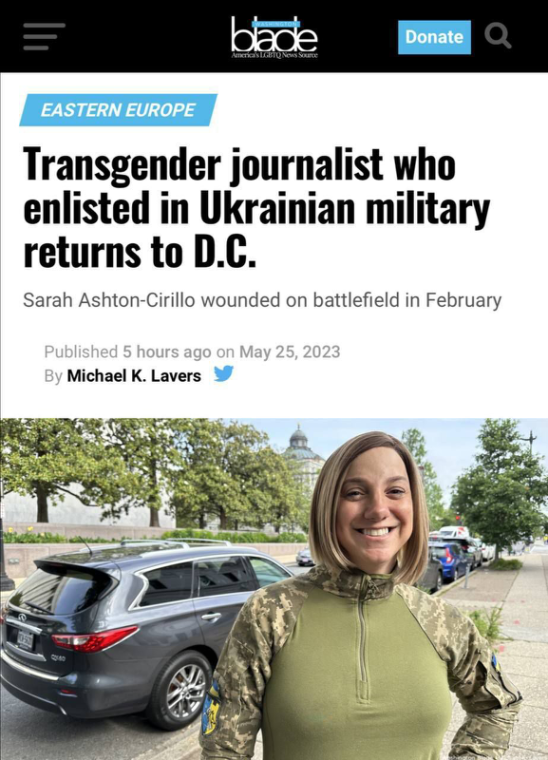 «Поражение русских спасет ЛГБТ во всем мире», — заявил наемник-трансгендер из США Эштон-Чирилл