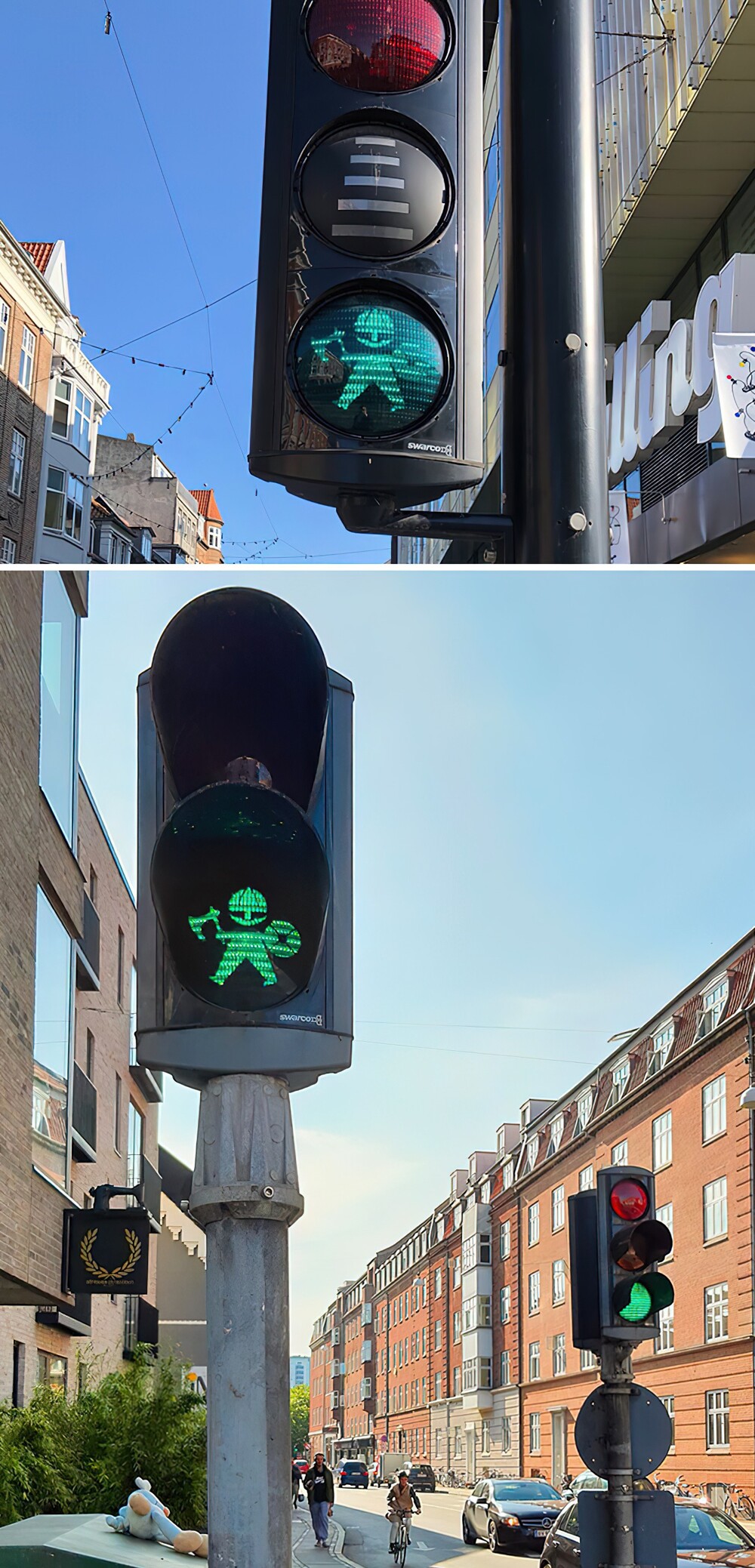 7. В Дании есть светофоры с зелёным сигналом в виде викинга
