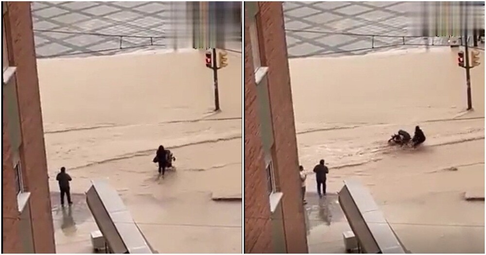 В Испании женщина чуть не утопила ребенка при попытке перейти улицу