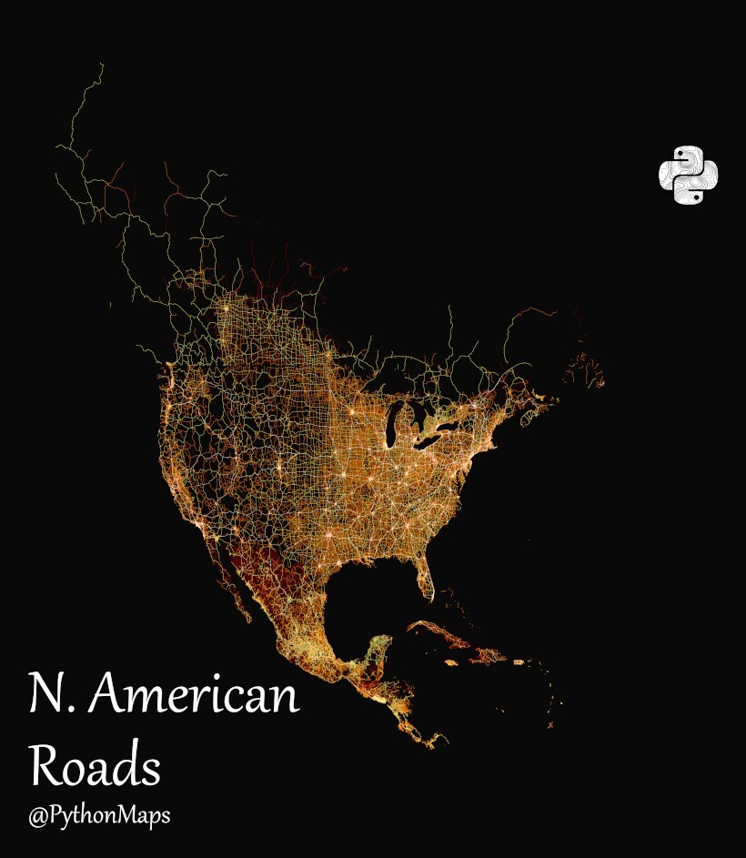 В Северной Америке и Канаде большое количество автомагистралей и больших дорог. 