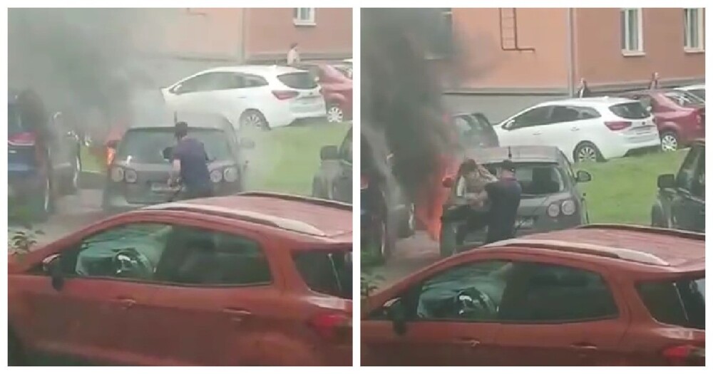 В Подмосковье мужчина спас девочку из горящей машины