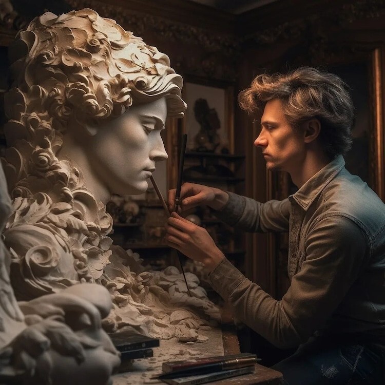 Художник создаёт реалистичные изображения скульпторов с помощью ИИ