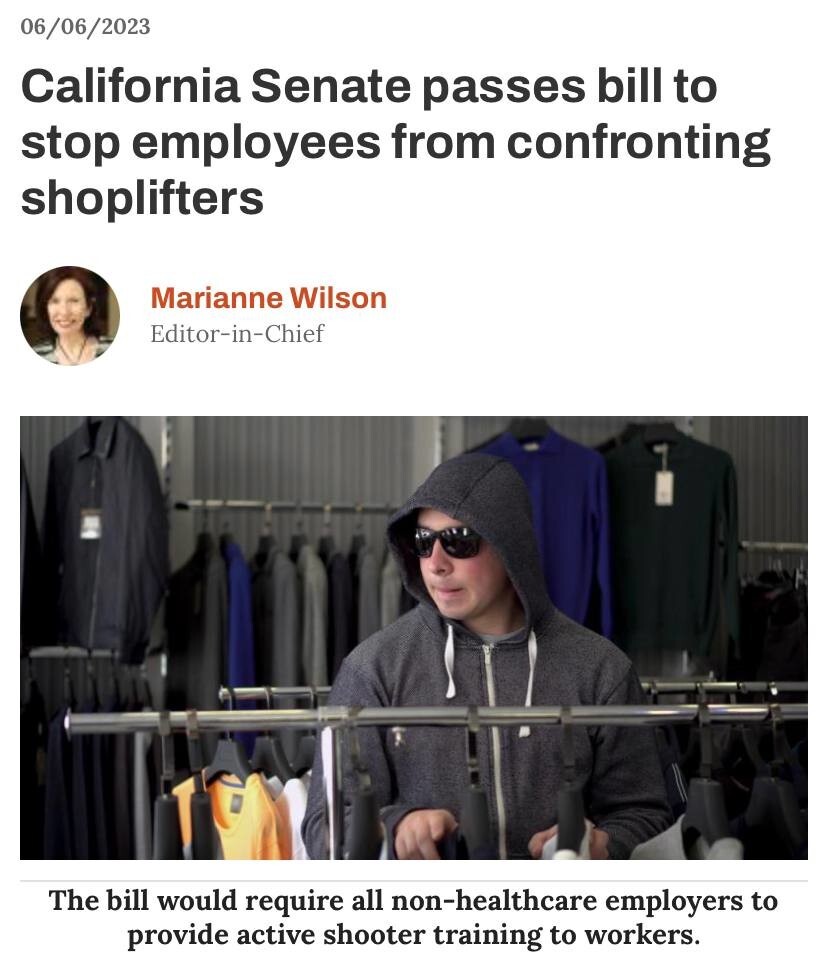 В Калифорнии приняли закон, запрещающий сотрудникам магазинов препятствовать кражам и ограблениям