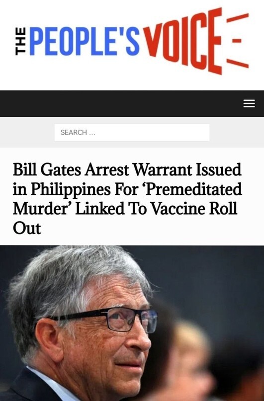 Филиппинский суд выдал международный ордер на арест Билла Гейтса в рамках расследования вакцинации от Covid-19