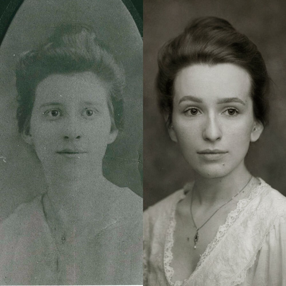 1. Женщина и портрет ее прабабушки 1918 года