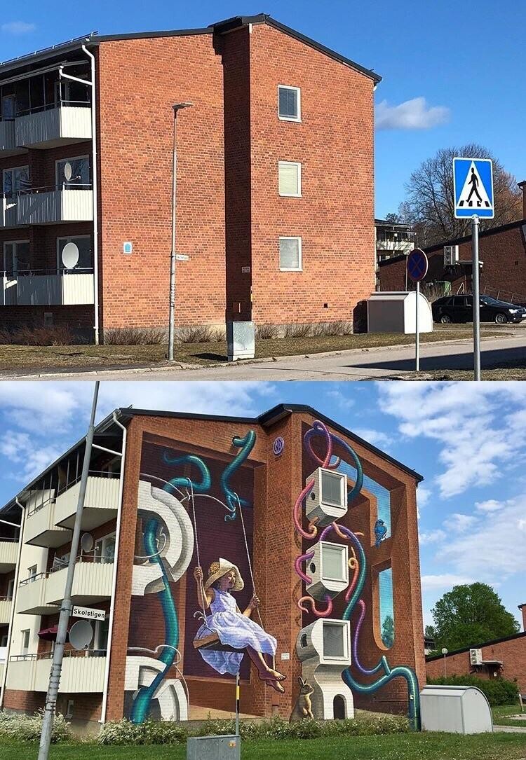 5. Здание до и после нанесения граффити
