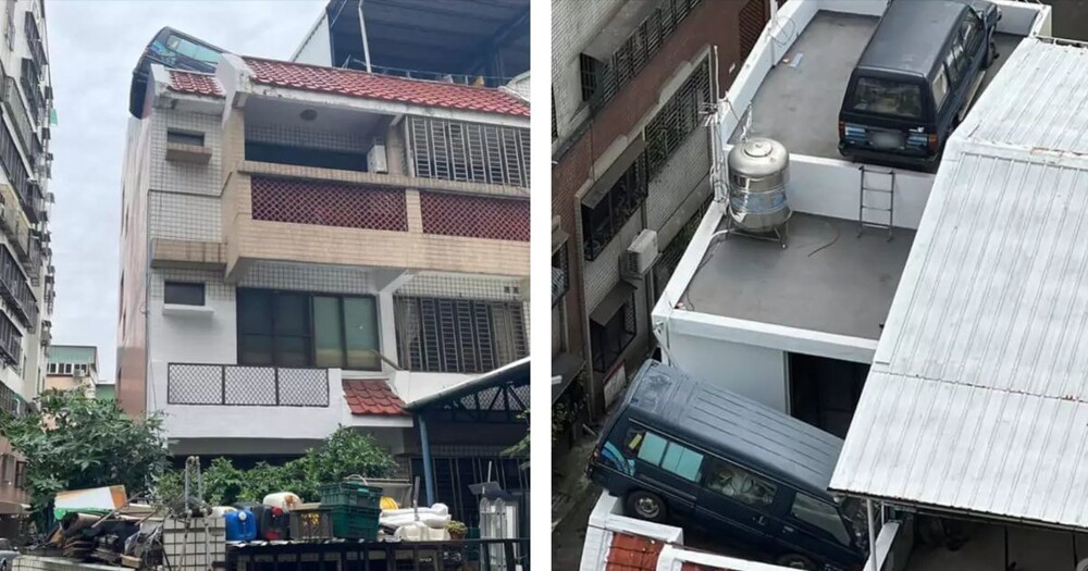 Тайванец припарковался на крыше дома, чтобы избежать штрафов за парковку