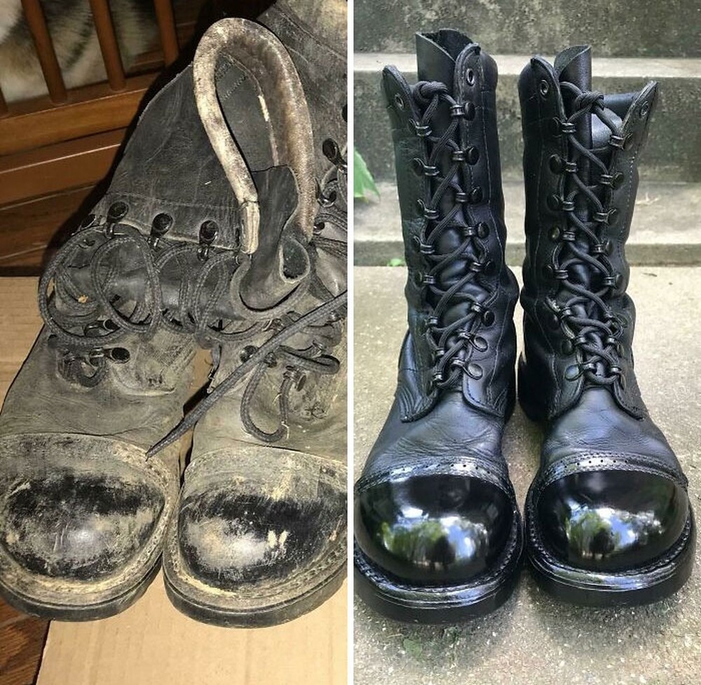 14. «Ботинки Corcoran до и после того, как я их отремонтировал»