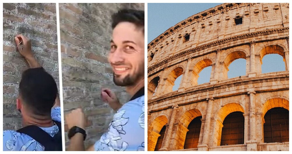 "Киса и Ося здесь были": Итальянская полиция разыскивает мужчину, испортившего стену римского Колизея