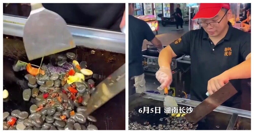 Жареные камни со специями на рынках Китая