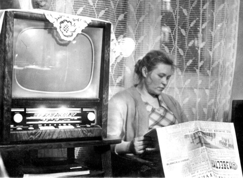 Советская телерадиола с проигрывателем грампластинок "Беларусь–5", 1960–е года, СССР