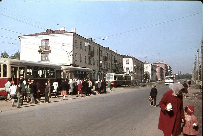 Ижевск, Соцгород, на фото трамваи КТМ-2+КТП-2. Фото 1960-1970-х годов.