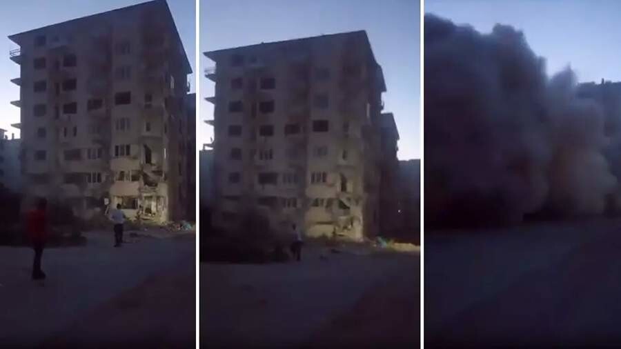 Житель Турции камнем снёс пострадавшую при землетрясении многоэтажку