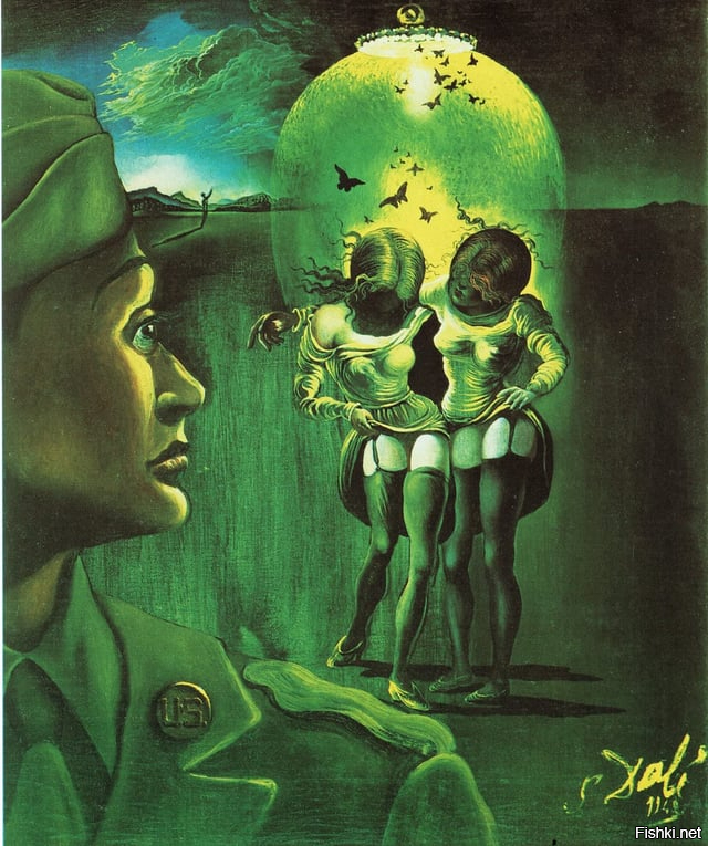 Плакат Сальвадора Дали для американской армии в рамках кампании по борьбе с р...