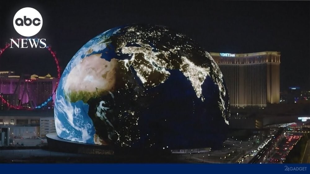 В Лас-Вегасе заработал гигантский экран в форме сферы за https://tn.fishki.net/26/upload/post/2023/07/10/4451113/gallery/tn/1688734951-sfera.jpg,3 миллиарда (видео)