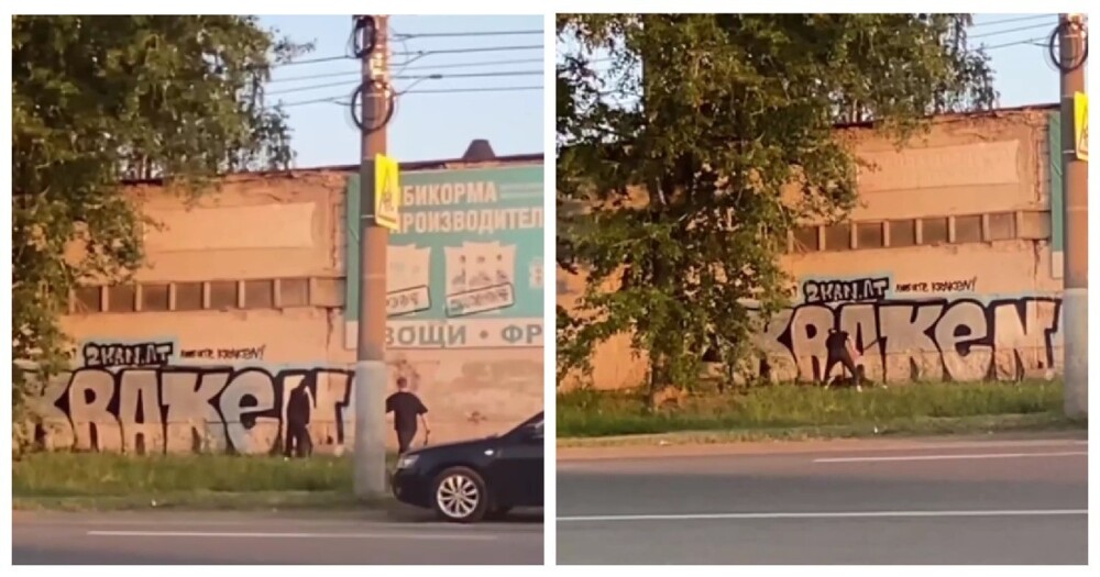 В Петербурге напали на мужчину, который нарисовал граффити с рекламой площадки по продаже запрещённых веществ