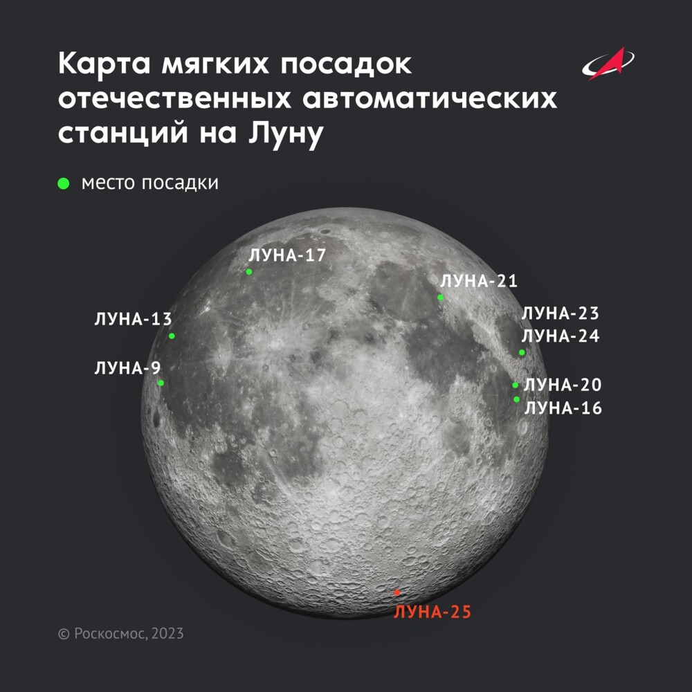 «Роскосмос» показал место посадки первой российской миссии на Луну