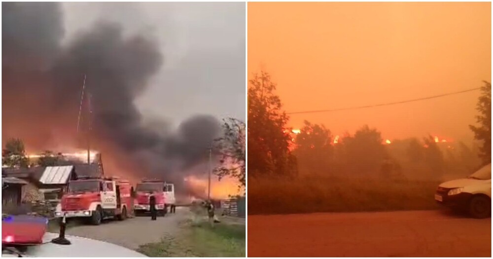 Мощный лесной пожар перекинулся на небольшое уральское село