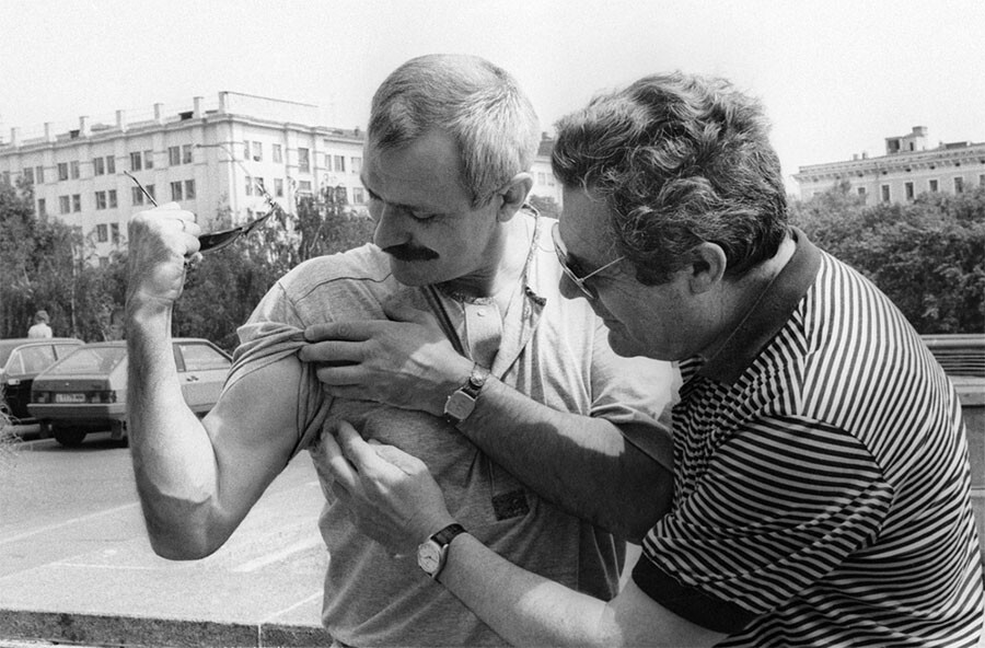 Никита Михалков и итальянский актер Марчелло Мастроянни. 13 июля 1987 года.