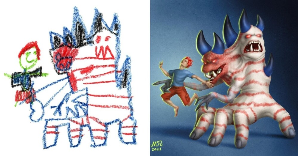 Группа художников превратила наивные детские рисунки в милых монстриков