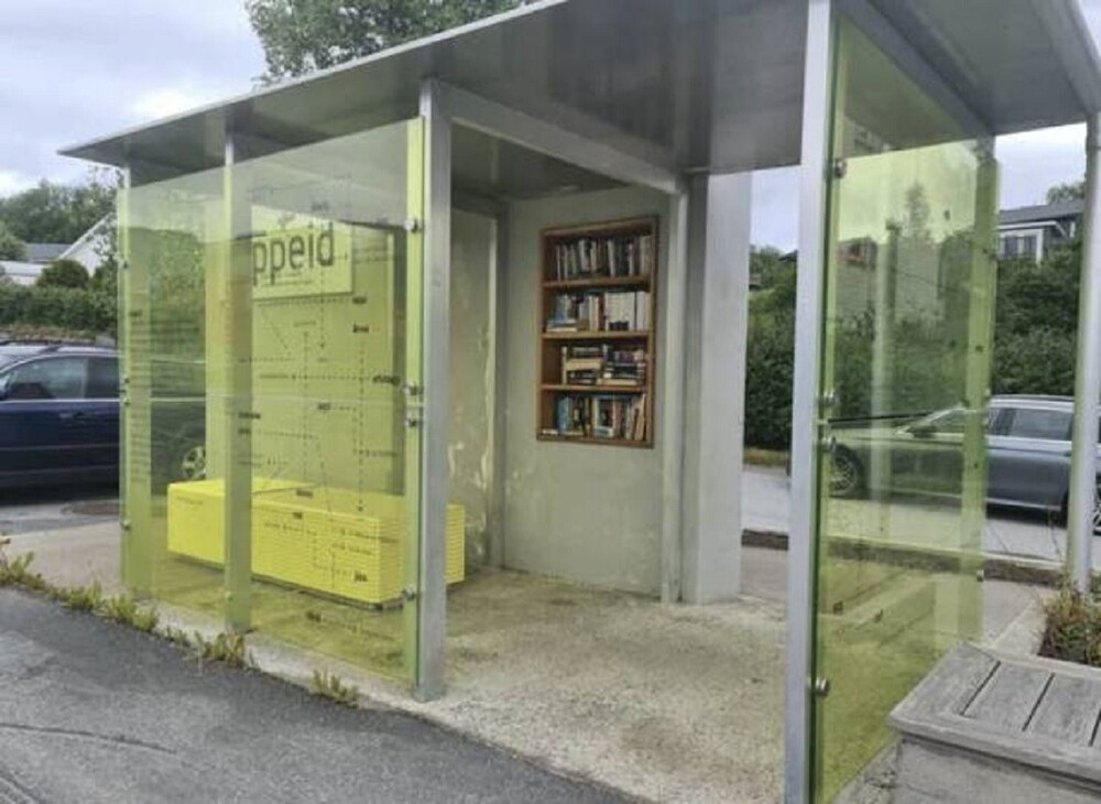 31. На автобусной остановке в Норвегии есть книги, чтобы скоротать ожидание