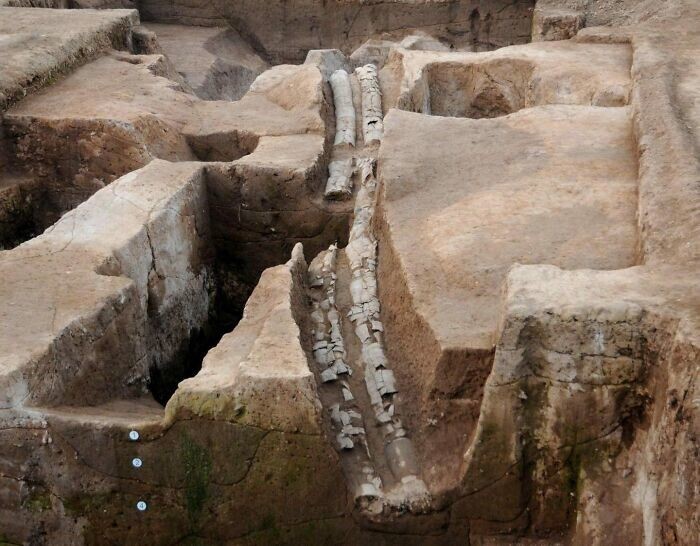 44. Пара керамических труб возрастом 4000 лет, культура Луншань, Китай