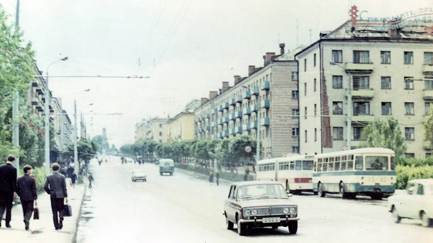 Брянск, проспект Ленина, вид с дамбы, 1973 год.