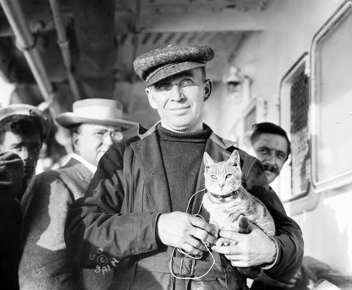 36. Киддо - кот, который пережил крушение дирижабля. Фото 1910 года