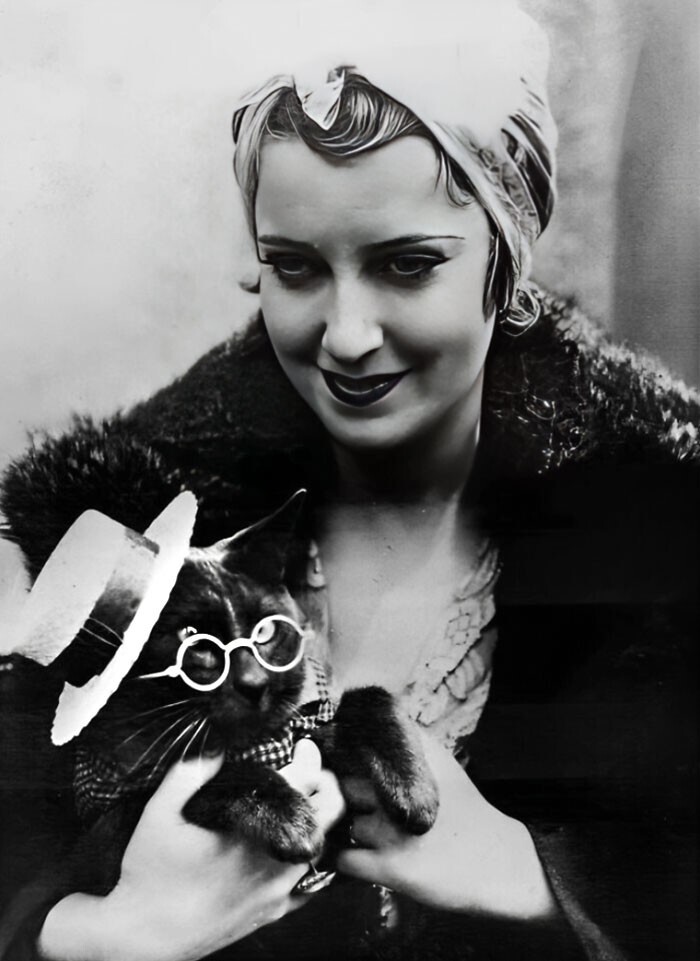 21. Актриса Джанет Макдональд (1903-1965) со своей кошкой